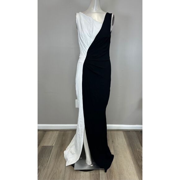 TALBOT RUNHOF Asymmetric two-tone crepe gown SIZE US4 $2295 - Picture 4 of 9